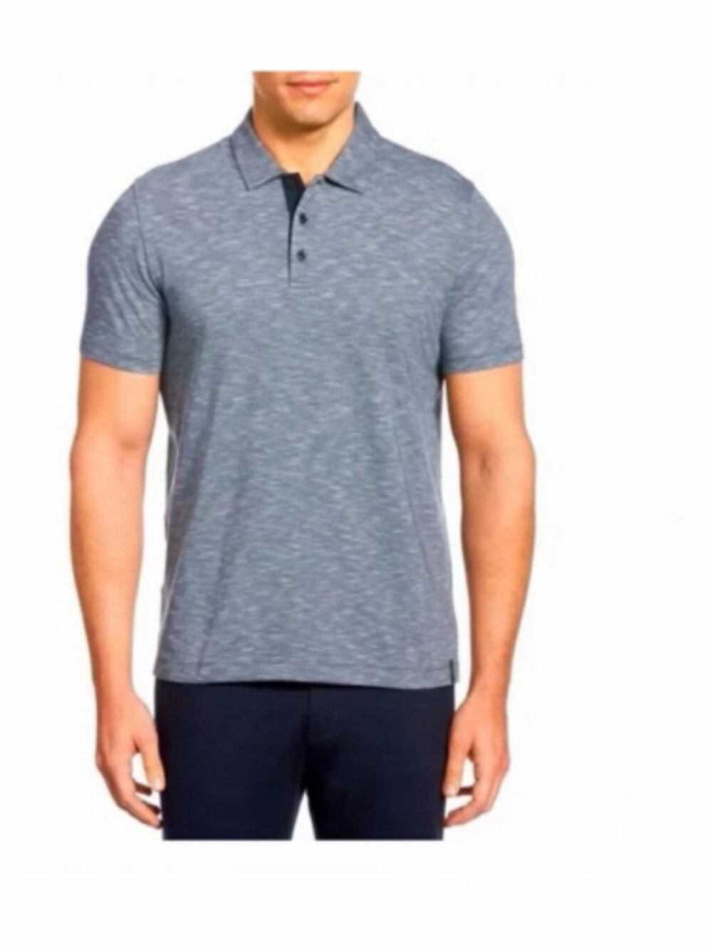 Perry Ellis Men's Moisture Wicking Short Sleeve Slub Polo, Blue Size XXL